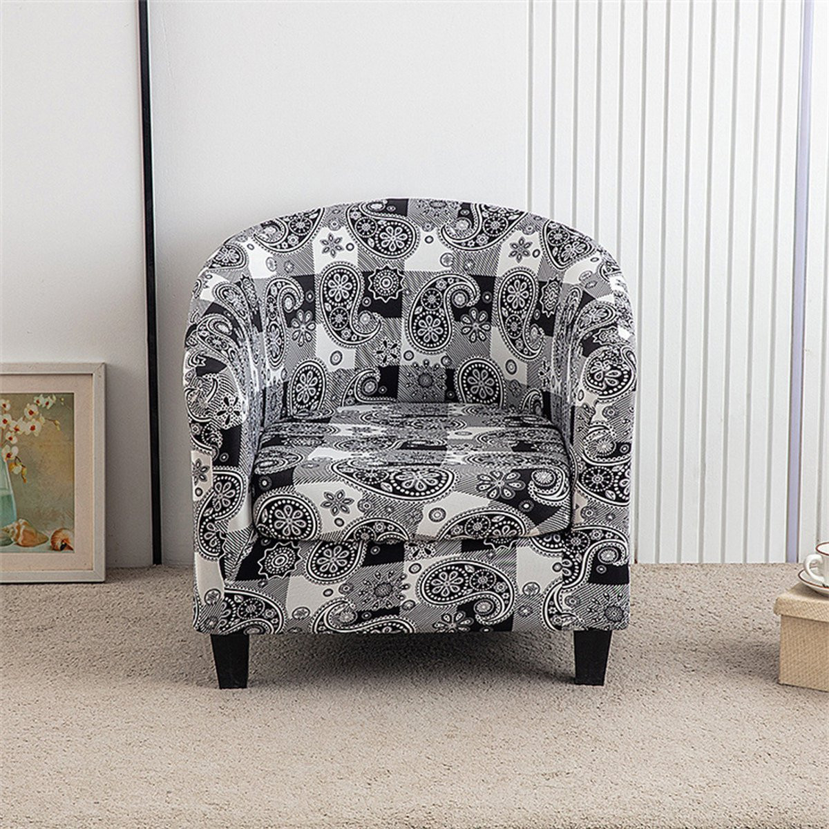 Elastische fauteuilhoes met zitkussenhoes – Antislip beschermhoes voor eenpersoons fauteuil