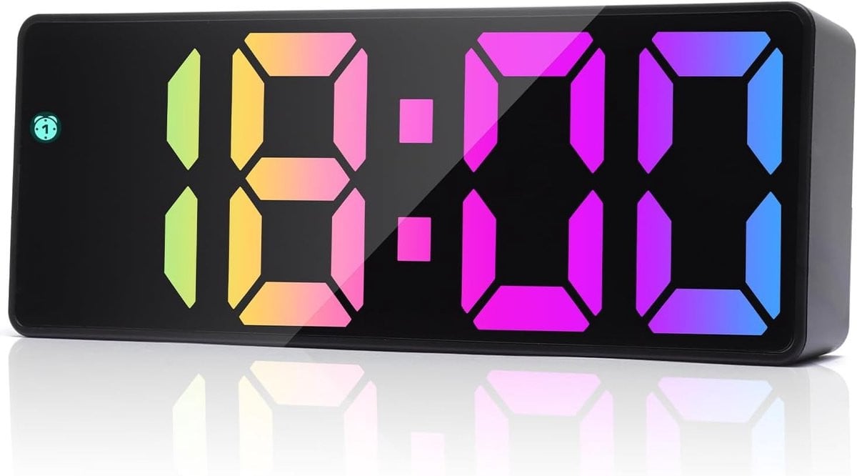 Digitale LED Wekker met Spiegeldisplay en Spraakbediening - Zwart