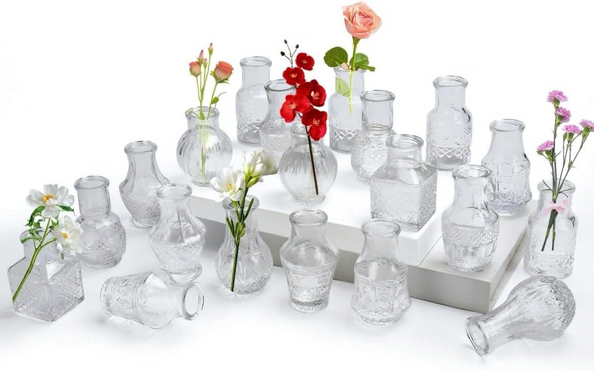 Set van 20 mini vaasjes voor bloemen en decoratie