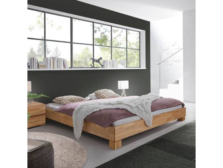 Massivholzbett Alicante Buche Massivholz ohne Kopfteil 100x200 cm Kernbuche modern