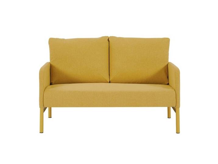 Canapé banquette droit fixe tissu jaune moutarde 2 places