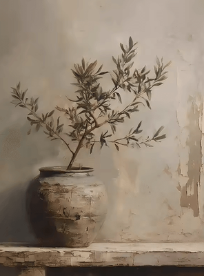 Inspire Curations Retro Olive Tree & Lemon Canvas Poster Vintage Botanical Kitchen & Home Wall Art 2507291238 50x70cm