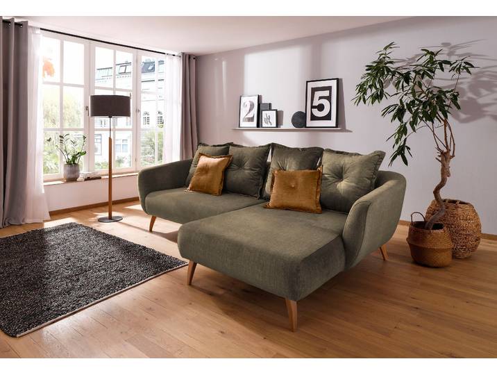 Ecksofa HOME AFFAIRE Baggio formschöne Polsterecke, bequem, Breite 277cm, L-Form , grün, B:277cm H:80cm T:162cm, Sofas, Ecksofa, Zierkissen inklusive