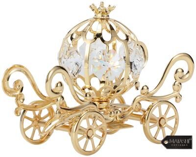 24k Goldplated Matashi Princess Pumpkin Coach Made with Genuine Matashi Crystals