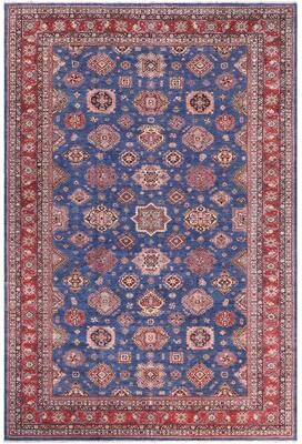 Treasured Knots Caucasian Super Kazak Kai Blue/Red Hand Knotted Wool Rug - 11'8'' x 15'6''