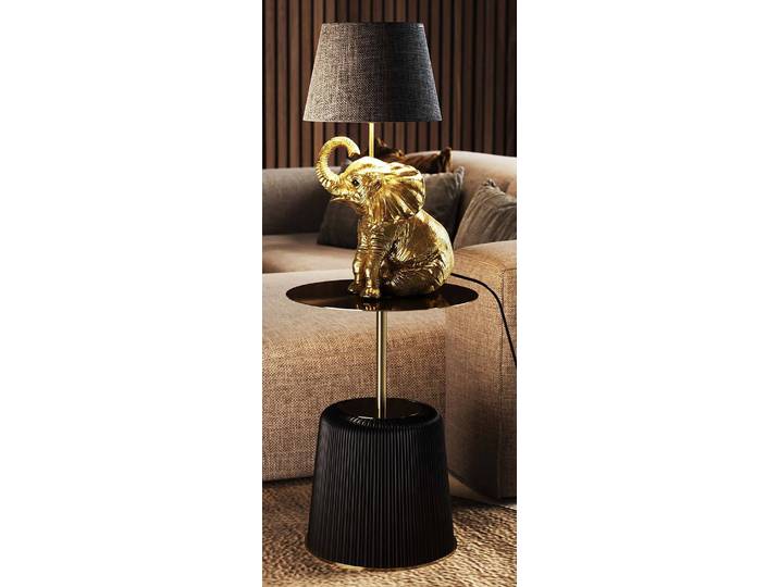 Tischleuchte Happy Elefant 27 x 48 x 27cm Gold/Schwarz/Gold Schirm Innenseite: Polystyrol Gold, Stange: Stahl lackiert, Schirm Außenseite: 100