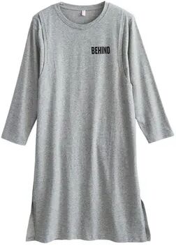Rare Purchases Casual Print Women's Long Sleeve Maternity Dress, Nursing & Breastfeeding Tops, Loose Pregnancy Shirt Dress light Grey l