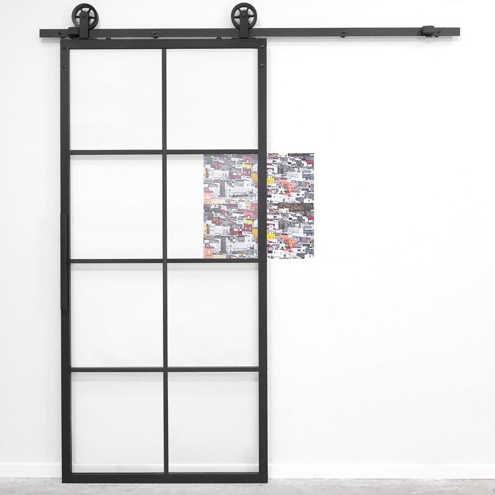 Mercury Larissa Metal Sliding Door Black;Clear 210cm H x 100cm W x 3cm D