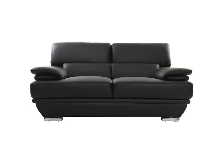 Design-Ledersofa zwei Plätze verstellbares Kopfstück Schwarz EWING - Büffelleder