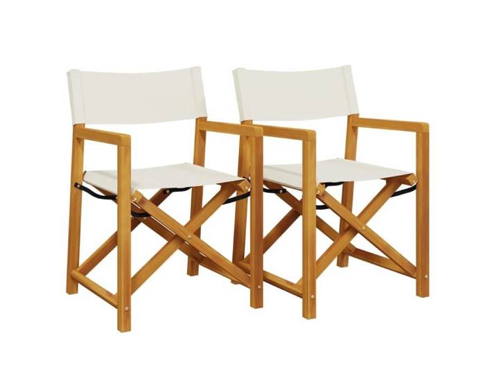 Chaises de réalisateur pliables Résistants UV(2 pièces) - Fauteuils de jardin - blanc crème tissu(54 x 53 5 x 85 5 cm) gzj42x
