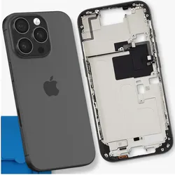 Clappio Mittelgehäuse kompatibel iPhone 16 Pro präzise Passform (Abdeckung), Mobilgerät Ersatzteile, Schwarz