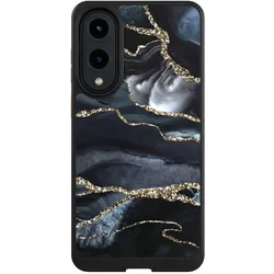 Nivocase Hülle für Samsung Galaxy S25 Edge Handyhülle NIVOcore Case Schwarz Glitzer Look Marmor Trends (Samsung Galaxy S25 Edge), Smartphone Hülle, Schwarz