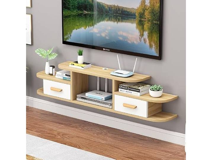 Ptasccne tv Schrank Schwimmender TV-Ständer, wandmontiertes Entertainment-Center, groß