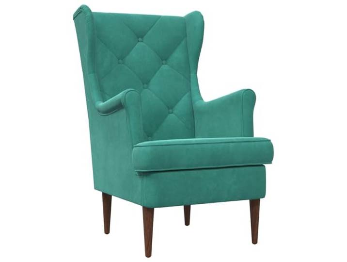 Türkis Velours Sessel mit Schaum, Metall und Holz, Für Wohnzimmer und Samtgewebe, stabile Basis, leichte Reinigung, universelles Design