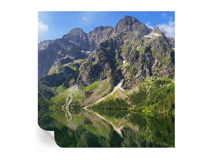Wallfluent Fototapete 250x250 cm - Malerische Berge, Blau, 250x250 cm, Tapeten & Wandverkleidungen, Fototapeten