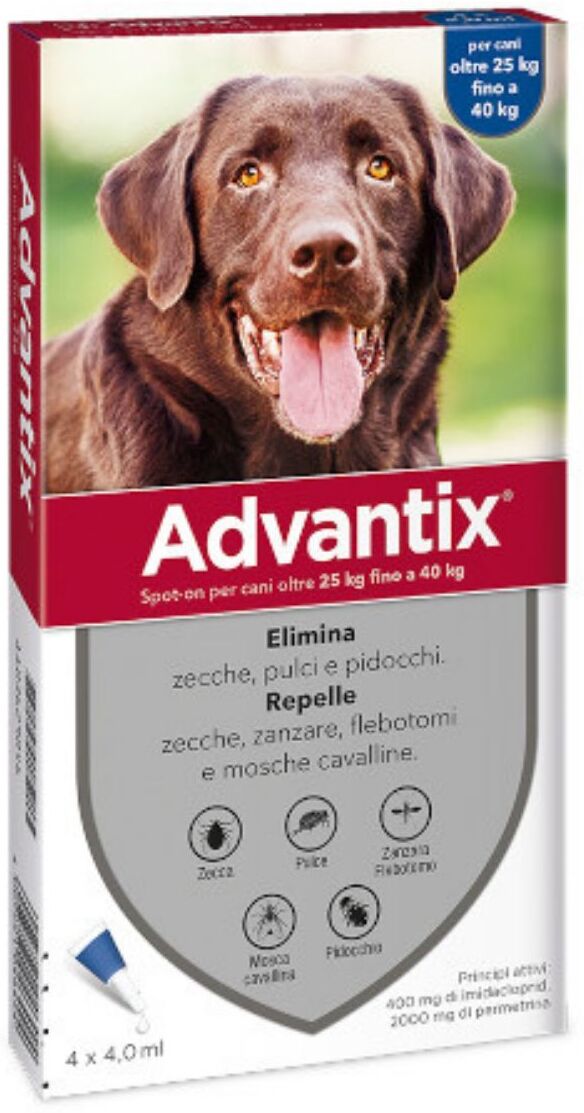 Advantix Spot-On Antiparassitario per Cani 4 Pipette 25-40kg