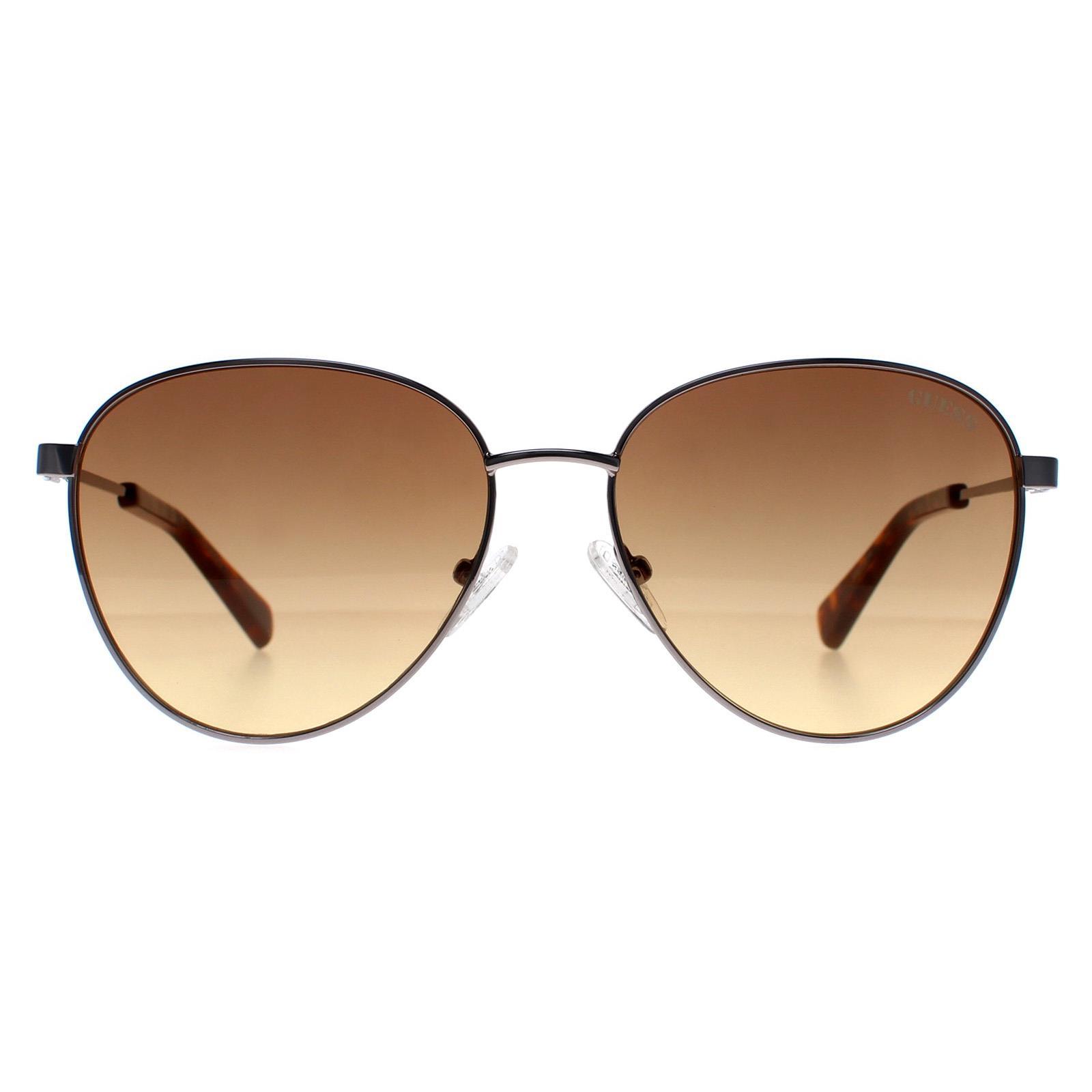 Guess GU8257 10F glanzend licht nikkelbruin zonnebril met kleurverloop