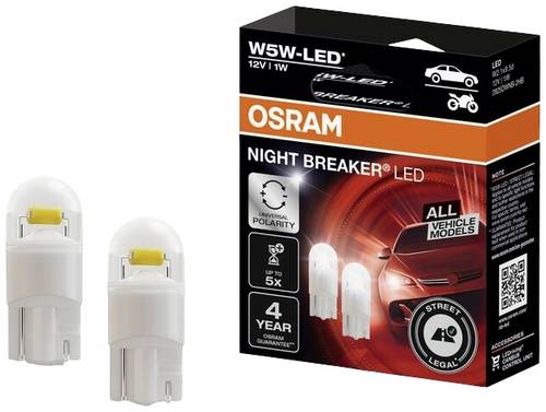 Osram Automotive 2825DWNB-2HFB LED Leuchtmittel Night Breaker LED W5W 1W 12V