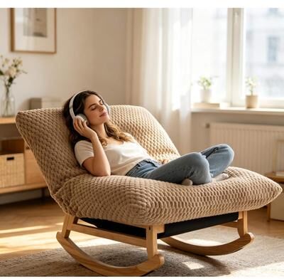 GREATPLANINC Lazy Sofa Rocking Chair Corduroy Fabric Lounge Chair