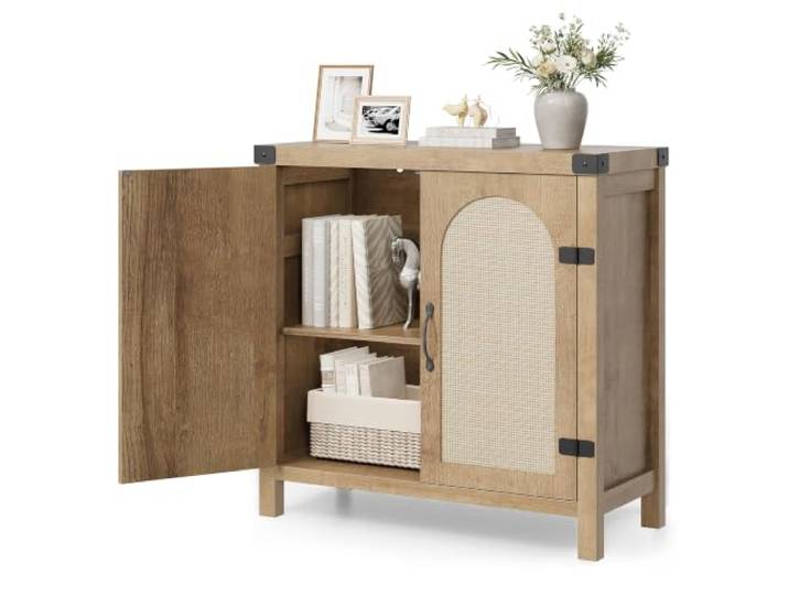 IDEALHOUSE Sideboard 80cm Holzoptik 2 Türen Mit Offenem Fach Wohnzimmer Flur Küche Schrank