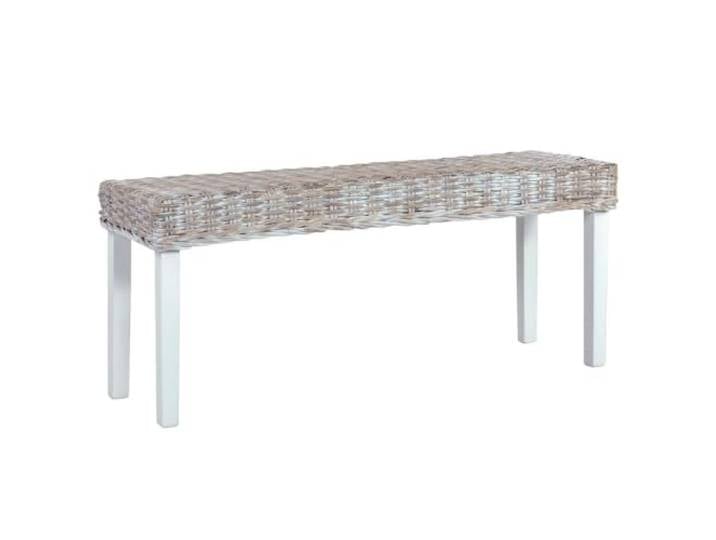 Makastle Sitzbank 110 cm Weiß Natur Kubu-Rattan und Massivholz Mahagoni
