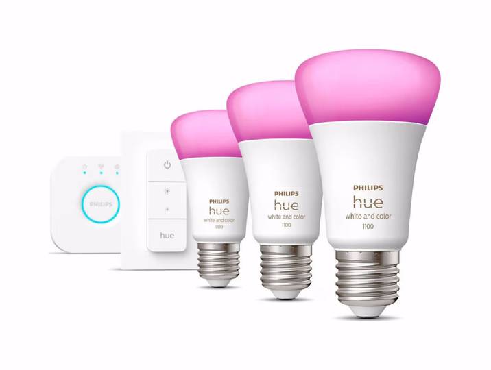 Philips Hue Lampen Starter Kit A60 White and Color Ambiance E27 (8W) - 3 Stück LED-Lampe – LED/Leuchtmittel/Glühbirne