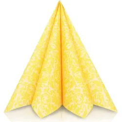 Mank Airlaid Serviette Ornaments in Gelb, 40 x 40 cm, 50 Stück