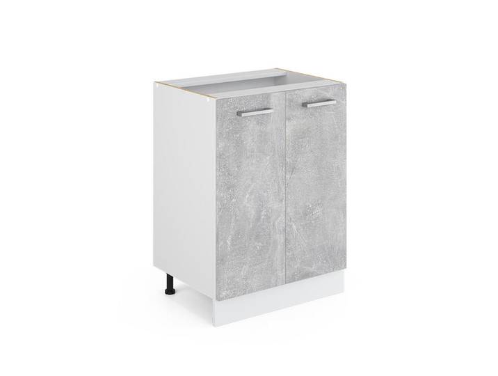 Vicco Küchenunterschrank R-Line Beton 60 cm ohne Arbeitsplatte, Hellgrau, Weiß, Holzwerkstoff, 1 Fächer, Rechteckig, 60x81.6x46 cm, Küchen, Küchenmöbel, Küchenschränke, Küchenunterschrank