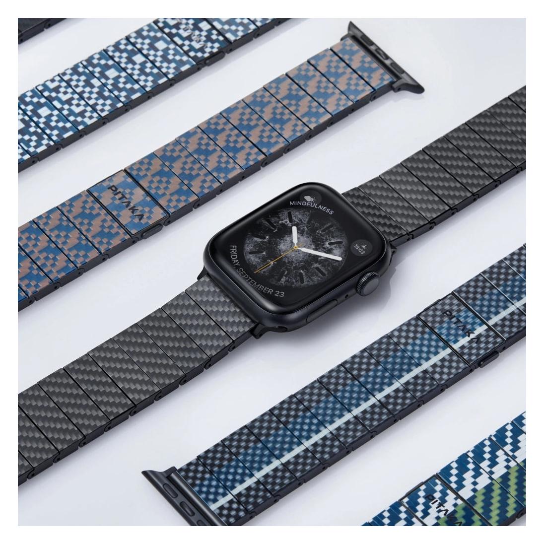 Pitaka Carbon fiber strap - black - AW Ultra 2/1(49mm) 9/8/7 (45mm)/6/SE/5/4 (44mm)/3/2/1 (42mm) (Carbon Fibre) (AWB2307)