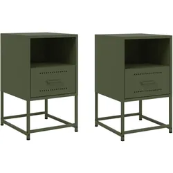 Décoshop26 - Set aus 2 Nachttischen mit Schublade 36 x 39 x 60,5 cm grüner Stahl DEC035770