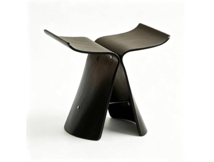 Unregelmäßig Gebogener Massivholzhocker, Multifunktionaler Fußhocker, Schuhwechselhocker for den Eingangsbereich, geeignet for Schlafzimmer, Wohnzimmer, Esszimmer(Black)