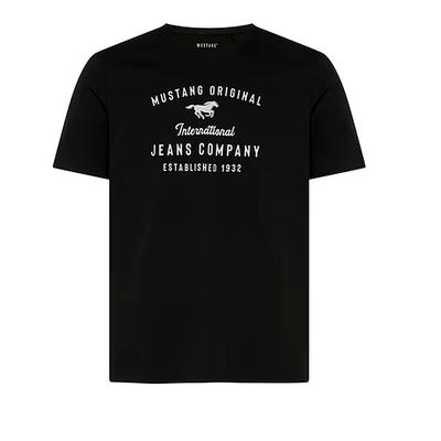 Kurzarmshirt MUSTANG "Herren Style Alex", Herren, Gr. 3XL, schwarz, Jersey, 100% Baumwolle, Shirts
