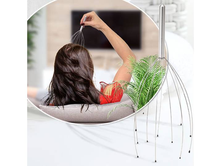 Kopfmassagegerät mit Wohlfühl-Noppen, Kopfmassage-Spinne