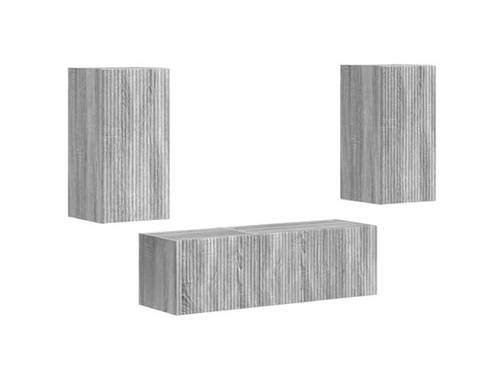 KGHERMDF TV-Wandschrank-Set Wandmontiert 4er Set Grau Holzwerkstoff 90-Grad-Schwenktueren, viel Stauraum, moderne Optik, pflegeleichte Oberflaeche