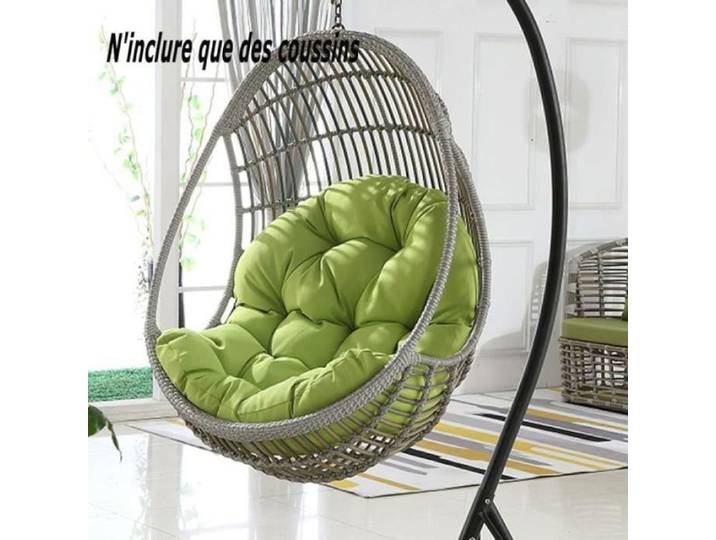 Coussin pour Fauteuil Suspendu Oeuf avec Oreiller Lavable Coussin de Chaise Suspendue Exterieur épais Coussin 120x80cm Vert