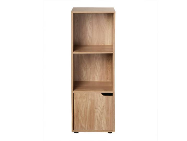 Calicosy Möbelstück mit 3 Fächern und einer Tür 29/90,8/30,7 cm, Eichefarben, Holzwerkstoff, 29x90.8x30.7 cm, Wohnzimmer, Regal, Bücherregale