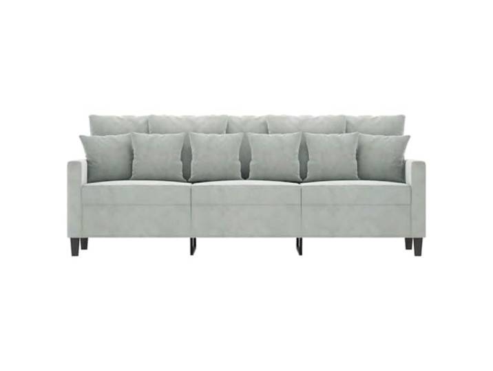 KTHLBRH 3-Sitzer-Sofa, hellgrau, 180 cm, aus Samt Gestell aus Metall, Polsterung aus Schaumstoff, modernes Design, max. Belastung 110 kg pro Sitz