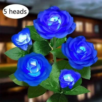 Uplifted Finds Solar Outdoor Circle Shadow Garden Light Rose Design blue