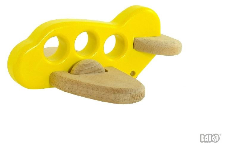 Bajo houten speelgoedvliegtuig - Geel