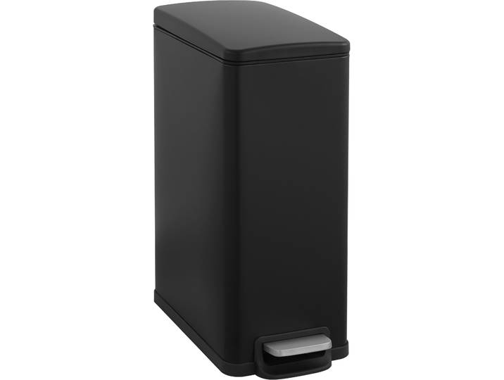 Mülleimer OTTO HOME Joonah, Soft Close, schmal und kompakt , schwarz, B:25,5cm H:63,2cm T:51,6cm, Edelstahl, Mülleimer, Mülleimer, Nischen-Mülleimer, Treteimer, Kosmetikeimer mit Deckel
