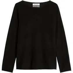 Marc O'Polo Damen Strickpullover - Knit Pullover, Merinowolle, Feinstrick, U-Boot-Ausschnitt, Slim Fit Schwarz / M