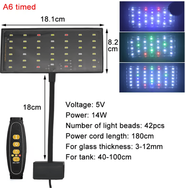 Inspire Essentials USB Aquarium LED Light Full Spectrum Plant Grow Lamp With Adjustable Brightness And Timer a6 Timed