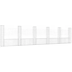 vidaXL Gabionenkorb U-Form mit 6 Säulen Eisen 620x20x150 cm