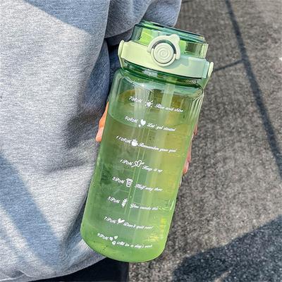 Universal Stock Sports Water Bottle With Dual Drink Lid & Straw Large Capacity Leakproof Water Bottle green
