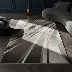 Kurzflorteppich DRAU, mit abstraktem Wellenmuster, Braun, 80 x 150 cm