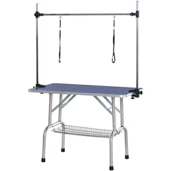 PawHut Tierpflegetisch mit Unterkorb höhenverstellbar klappbar Edelstahl Metall Blau 107 x 60 x 170 cm