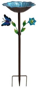 Uplifted Finds Garden Birdbath Sturdy Iron Standing Outdoor Vintage Bird Bath Bowl For Patio Yard f