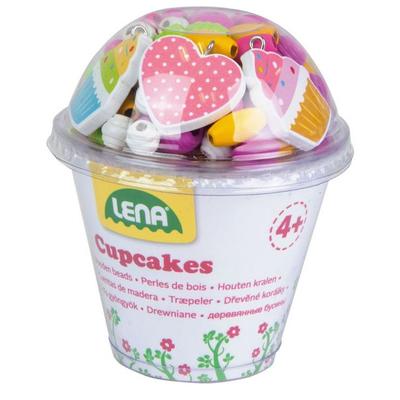 LENA 32002 - Holzperlen Cupcakes, pink