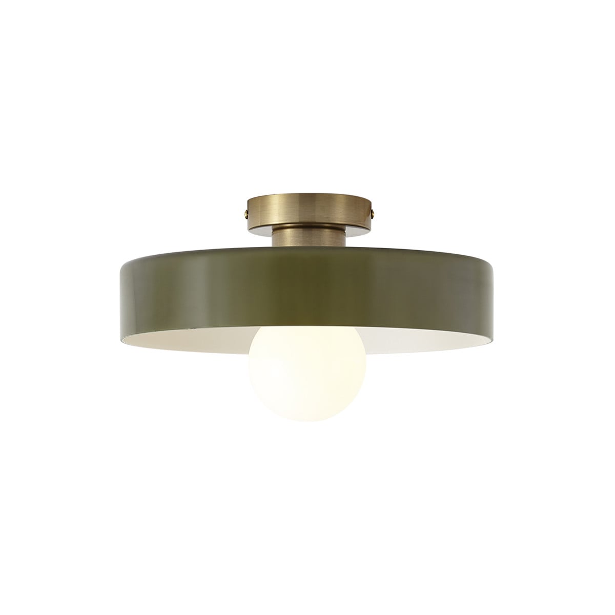Qazqa Retro plafondlamp brons met groen glas