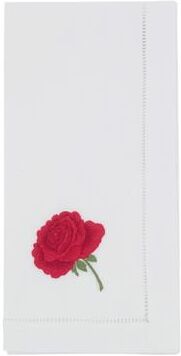 Saro Lifestyle "Floral Embroidered Cotton Decorative Napkins (Set of 6) - Botanical Accent Detail for Dining and Entertaining, 20""x20"""